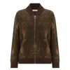 Peraluna Women's Flower Pattern Knit Zipped Organic Cotton Bomber Jacket - Multicolor