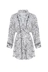 Peraluna Women's Freesia Flower Patterned Short Satin Kimono In Black And White In Black/white