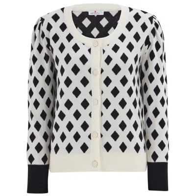 Peraluna Women's Geometric Pattern Knitwear Cardigan In Black/ Ecru