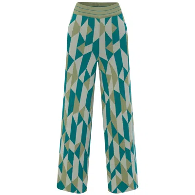 Peraluna Women's Geometric Retro Patterned Knitwear Culotte Pants - Multicolour