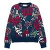 Peraluna Women's Green / Blue / Red Sweet Dreams Flower Jacquard Jumper In Green/blue/red