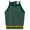 Peraluna Women's Green Delight Halter Glittery Knit Top In Green