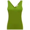 Peraluna Women's Green Ruby Top V-neck Fine Knit Tank Top In Olive In Green