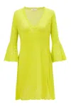 Peraluna Women's Green Yoho Openwork V-neck Knit Mini Dress In Lime In Green