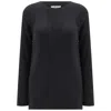 Peraluna Women's Grey Cashmere Blend O-neck Ribbed Slit Pullover - Anthracite Melange In Grey