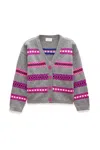 Peraluna Women's Grey / Purple Sephora Jacquard Knit Cardigan In Grey Multi In Multi