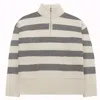 Peraluna Women's Grey / White Misty Sweater High-neck Zipped Striped Jumper In Ecru/grey In Grey/white