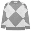 Peraluna Women's Grey / White Oxford O-neck Diamond Pattern Pullover In Grey In Grey/white