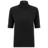 Peraluna Women's Betty High Neck Short Sleeve Knitwear Fine Blouse - Black In Black