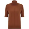 Peraluna Women's Betty High Neck Short Sleeve Knitwear Fine Blouse - Brown In Brown