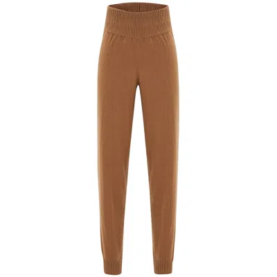 Peraluna Women's High Waist Cashmere Blend Knitwear Jogger Trousers - Brown