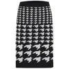 Peraluna Women's Houndstooth Pattern Slim Fit Knee Level Knitwear Skirt - Black/ecru In Black