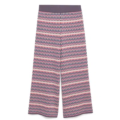 Peraluna Women's Illusion Organic Cotton Jacquard Knit Troussers In Lilac Multi