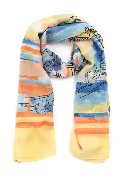 Peraluna Women's Inaya Chiffon Sarong / Pareo In Blue & Yellow