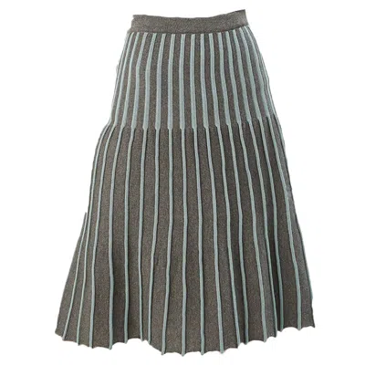 Peraluna Women's Jule Midi A-line Knitted Skirt In Green / Gray In Gray/green
