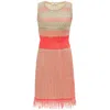 Peraluna Women's Kiyo Sleeveless Above-knee Tasseled Open Work Summer Knit Dress  - Multicolour