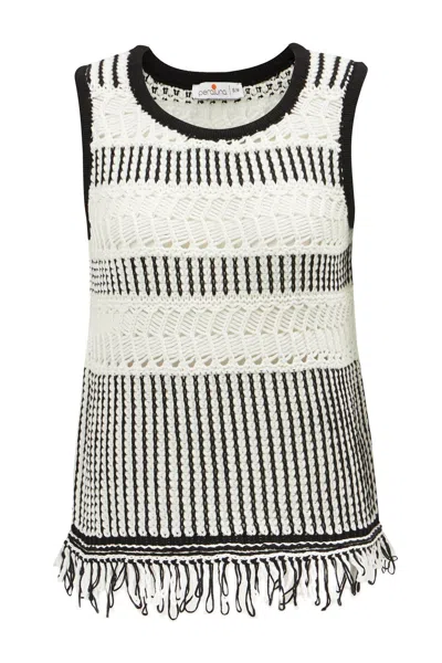 Peraluna Women's Kiyo Tassled Sleeveless Blouse In Ecru/black In Beige/black