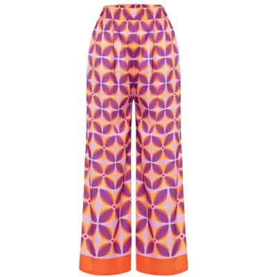 Peraluna Women's Lavender Floral Satin Culottes In Multicolor In Purple