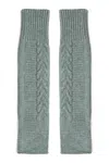 Peraluna Women's Long Fingerless Cable Knit Arm Warmer Thumb Hole Stretchy Cashmere Blend Gloves - Grey Melan In Grey