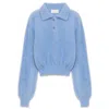Peraluna Women's Lucy Polo-neck Crop Knit Blouse In Baby Blue In Blue