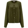Peraluna Women's May Cardigan Cable Knit Balloon Sleeve In Green In Green