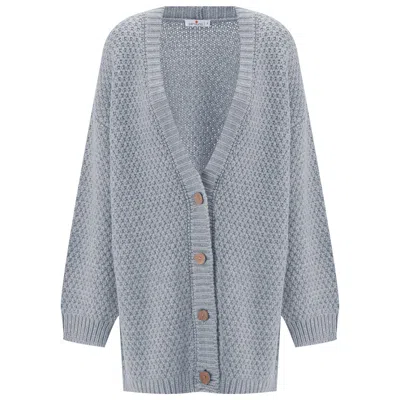 Peraluna Women's Maya Brass Mesh Long Knit Cardigan - Grey