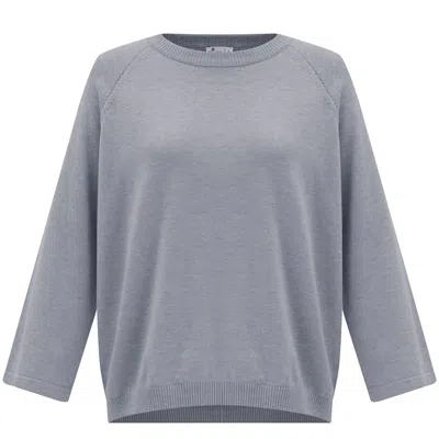 Peraluna Women's Nell O-neck Pullover Slit Detailed Fine Knit Jumper - Grey Melange