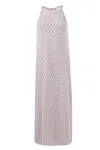 Peraluna Women's Neutrals Lisa Openwork Maxi Halter Beach Dress In Stone