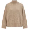 Peraluna Women's Neutrals Macumba Funnel Neck Wide Sleeve Pullover - Beige Melange In Beige