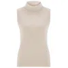 Peraluna Women's Neutrals Roll Neck Sleeveless Knitwear Sparkle Blouse - Cream In White