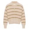 Peraluna Women's Neutrals / Rose Gold Iceberg Glittered Knit Bomber Jacket In Beige In Rose Gold