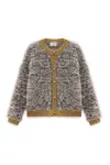 Peraluna Women's Neutrals Yoko Fluffy Knit Glittery Cardigan In Beige Melange In Sand