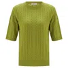 Peraluna Women's Nicole Cable Knit Cashmere Blend Short Sleeve Blouse - Green In Green