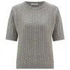 Peraluna Women's Nicole Cable Knit Cashmere Blend Short Sleeve Blouse - Grey In Grey