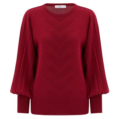 Peraluna Women's O-neck Subtle Glitter Detailed Knitwear Blouse - Red