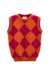 Peraluna Women's Orange / Purple Yui Diamond Knit Vest In Multi