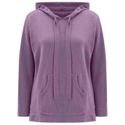 Peraluna Women's Pink / Purple Cashmere Blend Knit Hoodie Pullover Sweater - Dark Lilac In Pink/purple