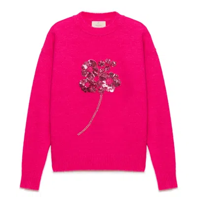 Peraluna Women's Pink / Purple Lorna Beaded Knit Jumper In Fuchsia In Pink/purple