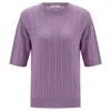 Peraluna Women's Pink / Purple Nicole Cable Knit Cashmere Blend Short Sleeve Blouse - Purple In Pink/purple