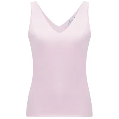 Peraluna Women's Pink / Purple Ruby Top V-neck Fine Knit Tank Top In Pink In Pink/purple