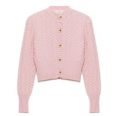 Peraluna Women's Pink / Purple Scarlett Cable Knit Crop Cardigan In Light Pink In Pink/purple