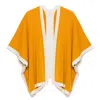 Peraluna Women's Pink / Purple / Yellow Mary Knit Poncho In Mustard In Pink/purple/yellow