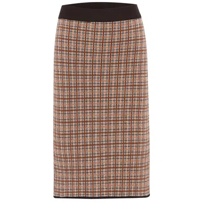 Peraluna Women's Plaid Jacquard Knitwear Knee-lenght Skirt - Multicolour In Brown