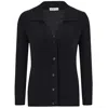 Peraluna Women's Polo V-neck Ribbed Knit Cardigan - Black In Black