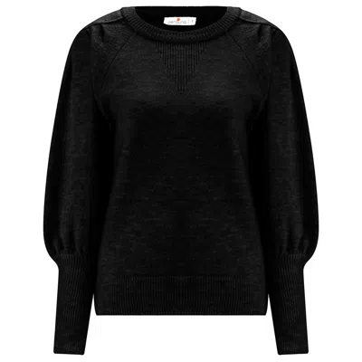 Peraluna Women's Rakel Shirred Shoulder And Sleeve Pullover - Black