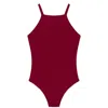 Peraluna Women's Red Greta Halter Top Bodysuit In Burgundy
