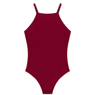 Peraluna Women's Red Greta Halter Top Bodysuit In Burgundy