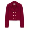 Peraluna Women's Red Kathy Blazer Crop Knit Blazer In Burgundy