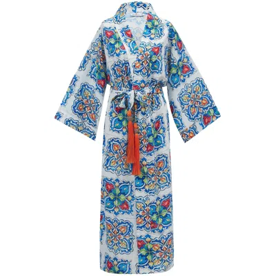 Peraluna Women's Ria Satin Kimono - Multicolour In Blue