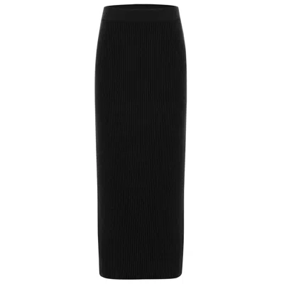 Peraluna Women's Rib Knitted Cashmere Blend Knitwear Pencil Skirt - Black